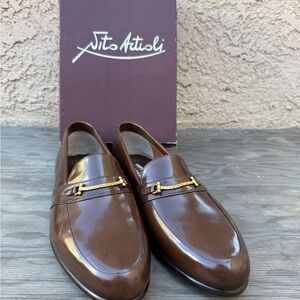 Men's Brown Italian Leather Slip-On Loafers